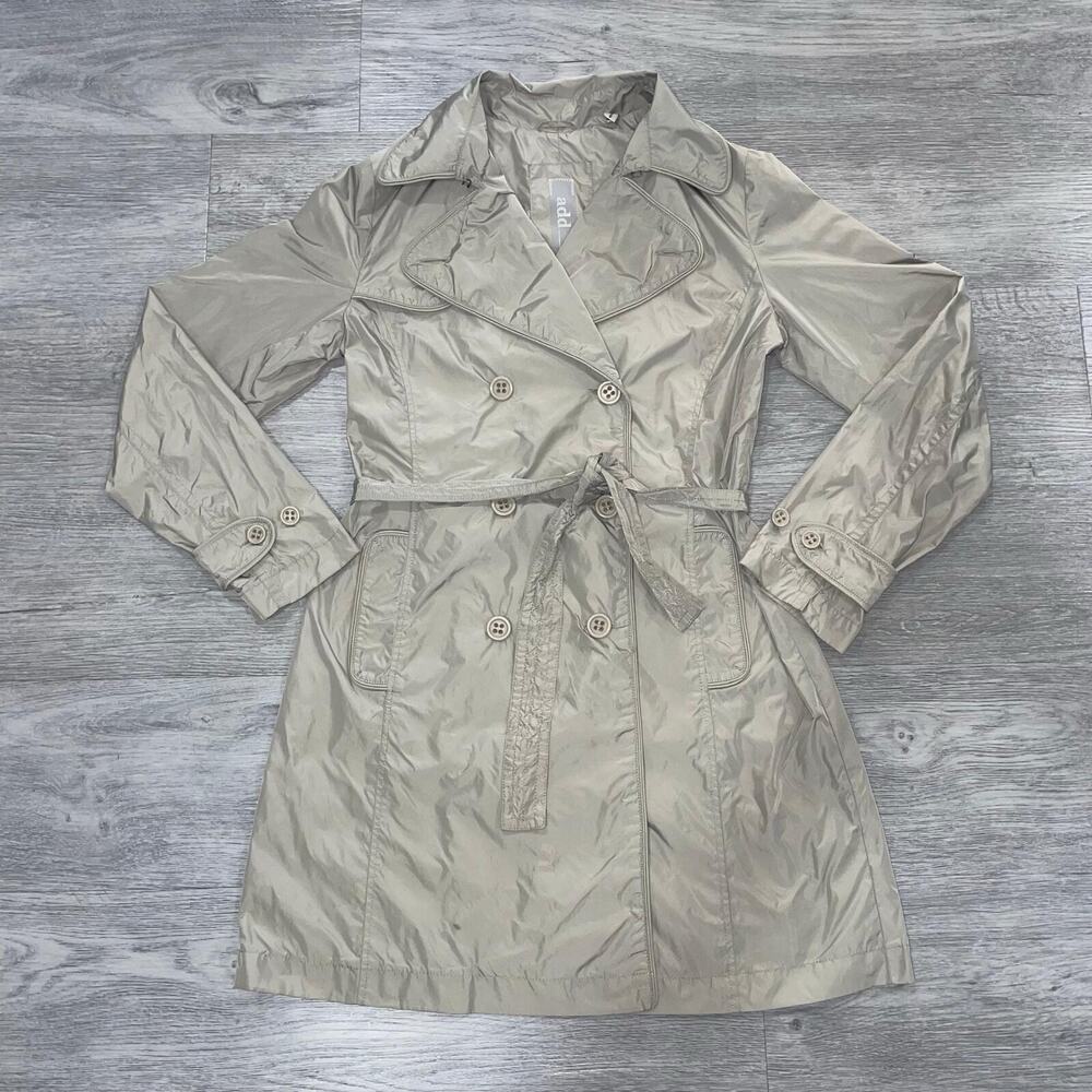 Add Womens 2 Trench Coat Double Breasted Jacket Overcoat Long Sleeve Outdoor